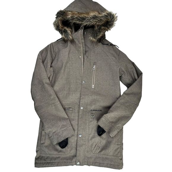 NEW Armada Lynx 10K Jacket Women Medium Brown Fur Hood Wrist Gaiters NWOT - Picture 1 of 13